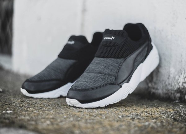 chaussure Stampd x Puma Trinomic Sock sans disc grise et noire (1)