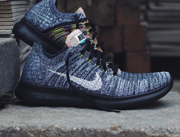 Basket Nike Free RN Flyknit Oreo Multicolor (1)