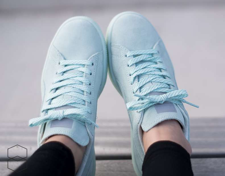 puma basket suede classic mint green sneakers