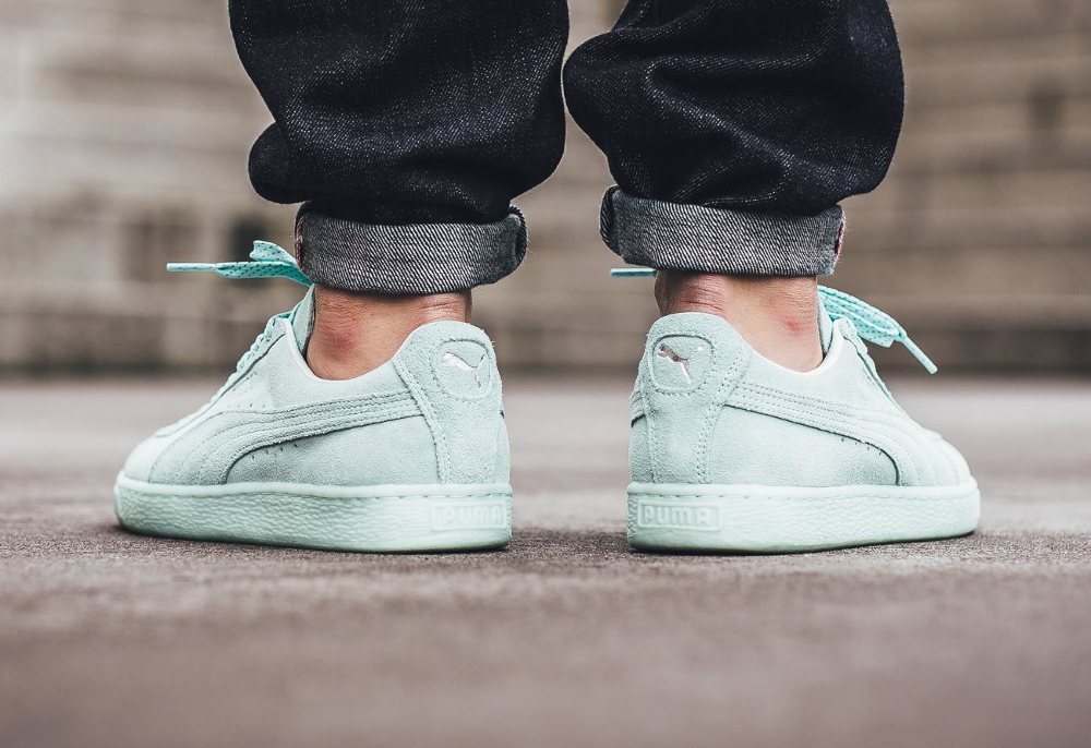 puma basket suede classic mint green sneakers