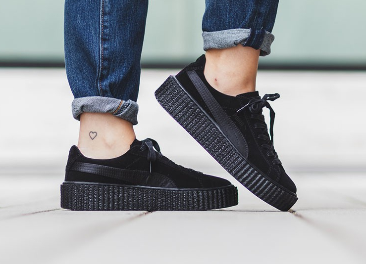 puma x rihanna suede creeper satin black