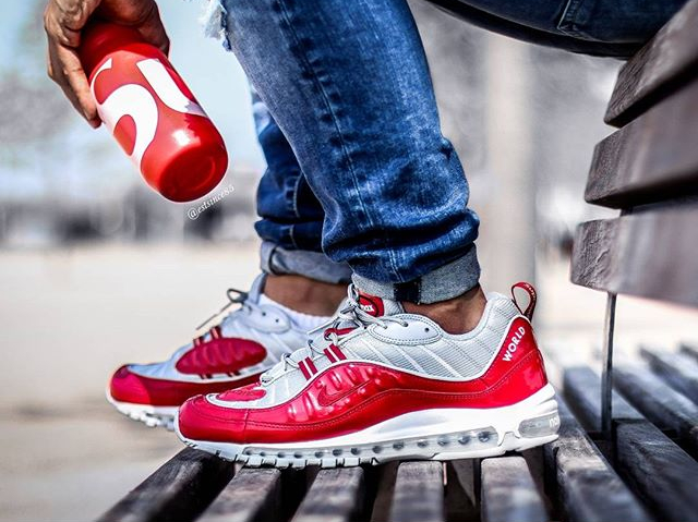 Supreme x Nike Air Max 98 Red Leather Patent - @estsince85