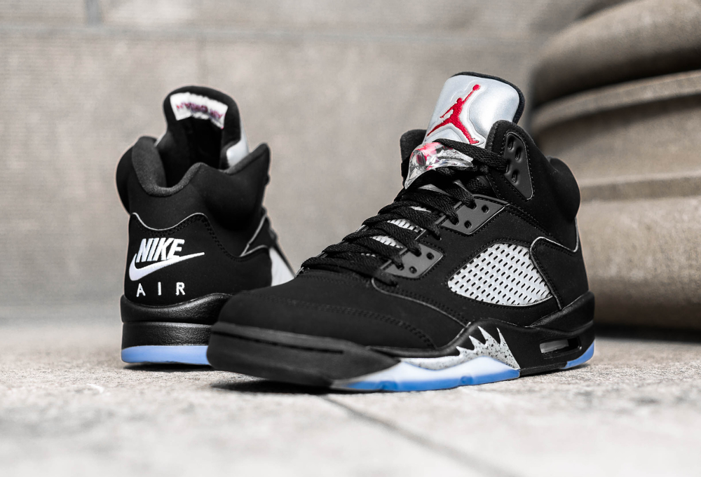 jordan 5 black metallic silver