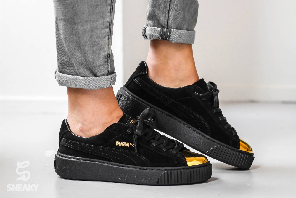 puma basket suede platform creeper