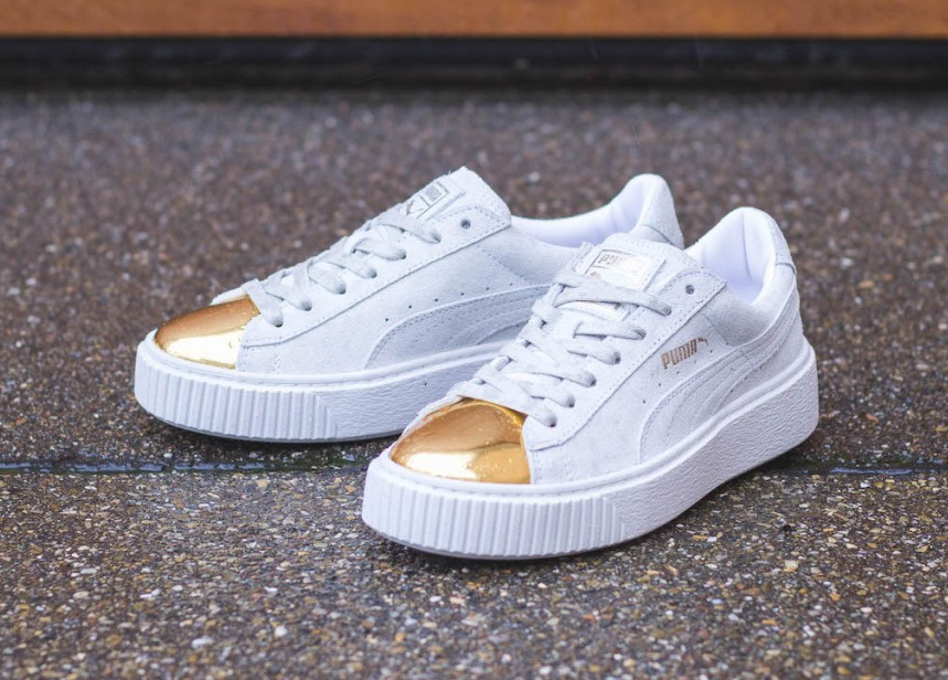 puma suede platform perf grise