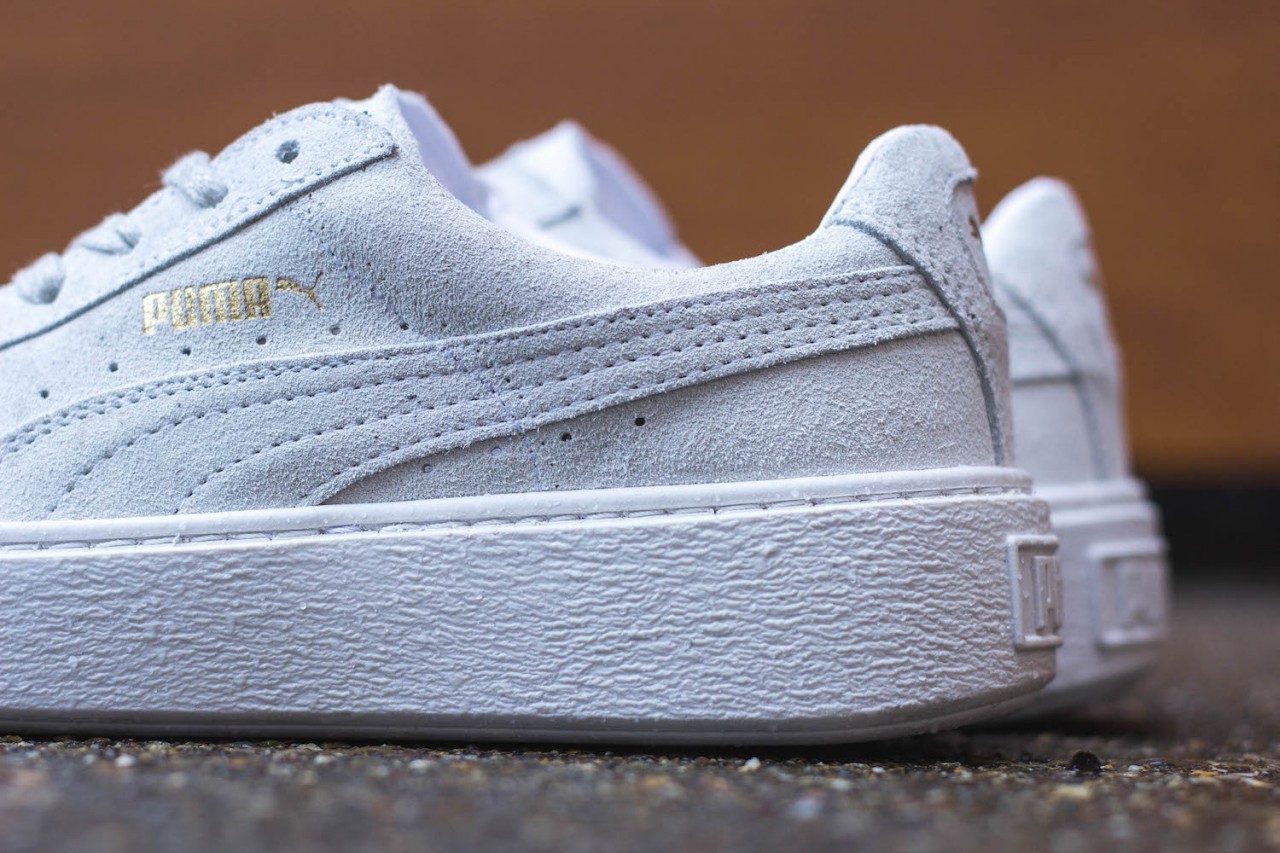 puma suede platform gold blanche