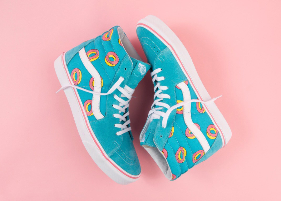 teal and pink vans