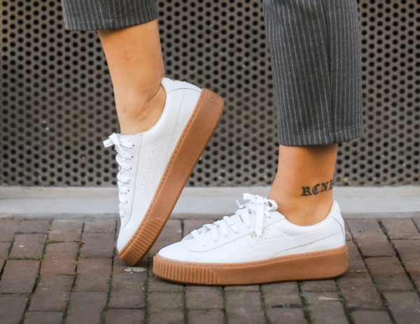 puma basket platform blanche