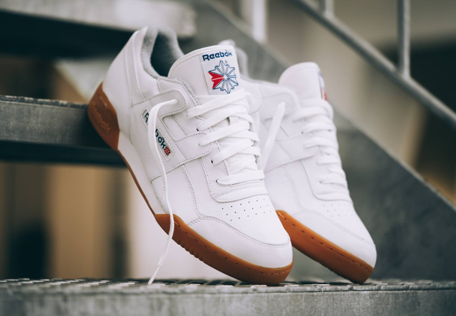 white reebok with peanut butter bottom