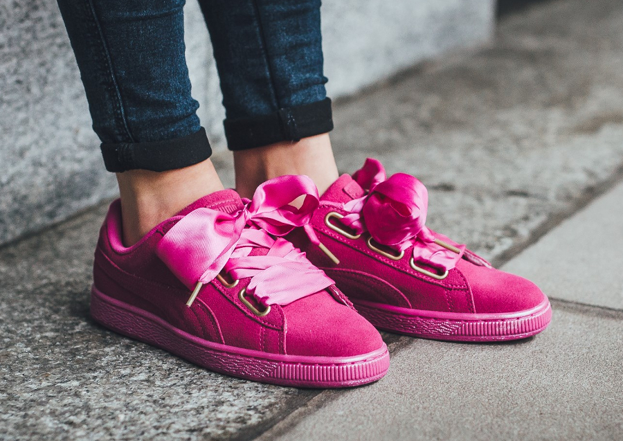 Chaussure Puma Suede Heart Satin W Rose Ultra Magenta (gros lacets)