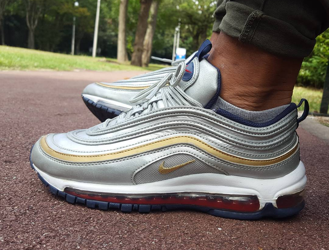 nike 97 silver gold