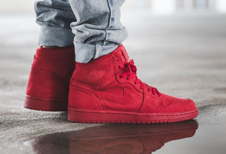 red jordan 1 suede