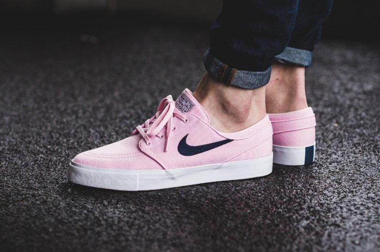 nike sb janoski prism pink & navy canvas skate shoes
