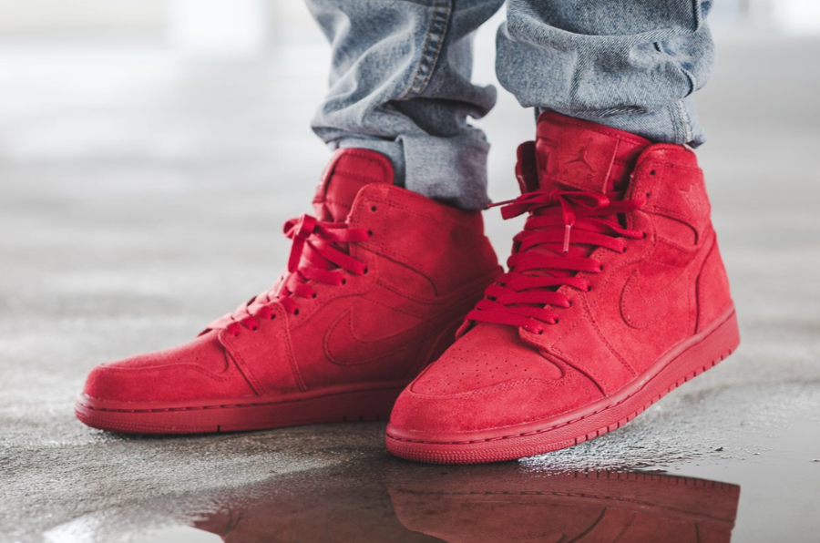 red jordan 1 suede