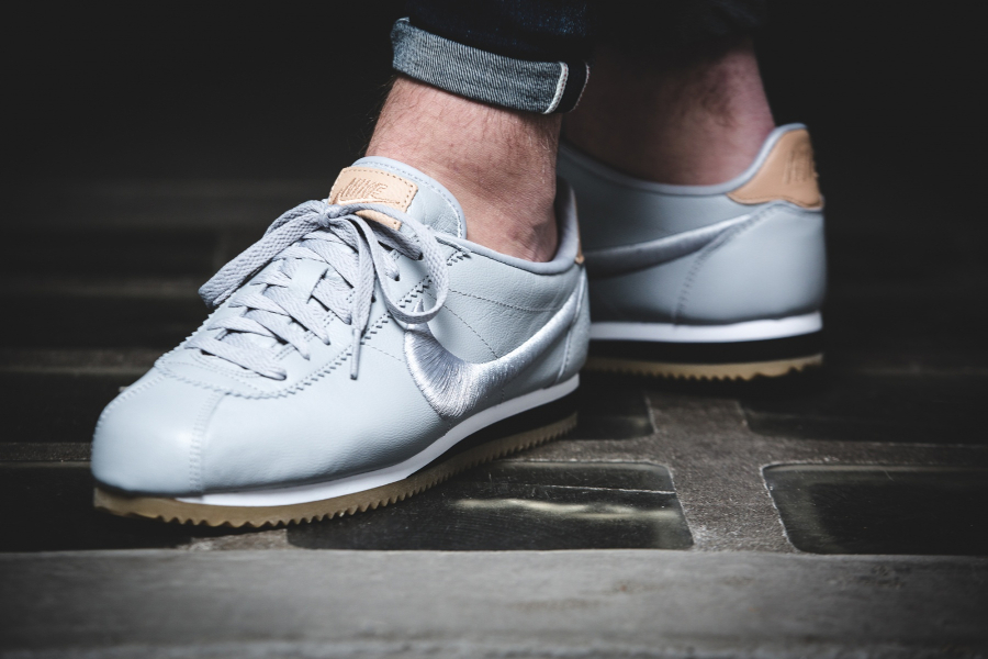 Nike Cortez Leather Premium Grey Embroidered Swoosh pas cher