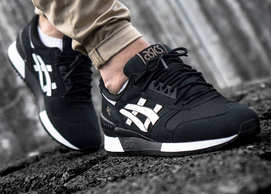 asics gel respector black white