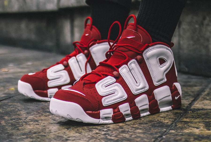 Supreme x Nike Air More Uptempo White Red - @laguezz