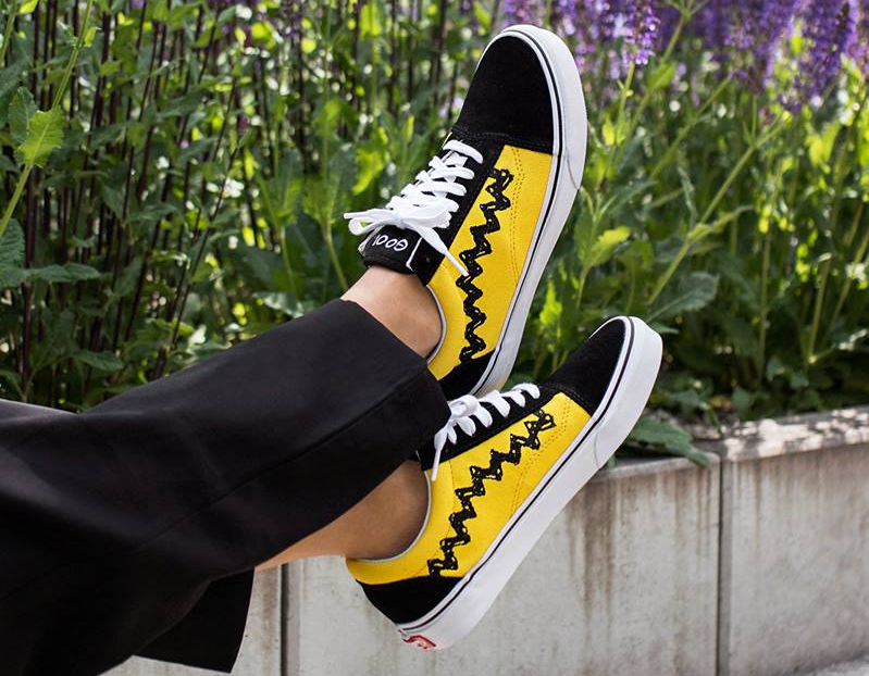 charlie brown vans on feet