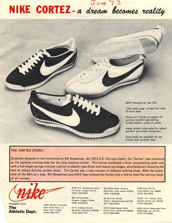 Nike Cortez publicité années 70