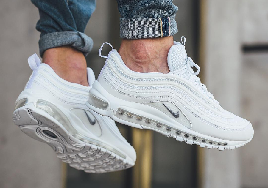 air max 97 white wolf grey on feet