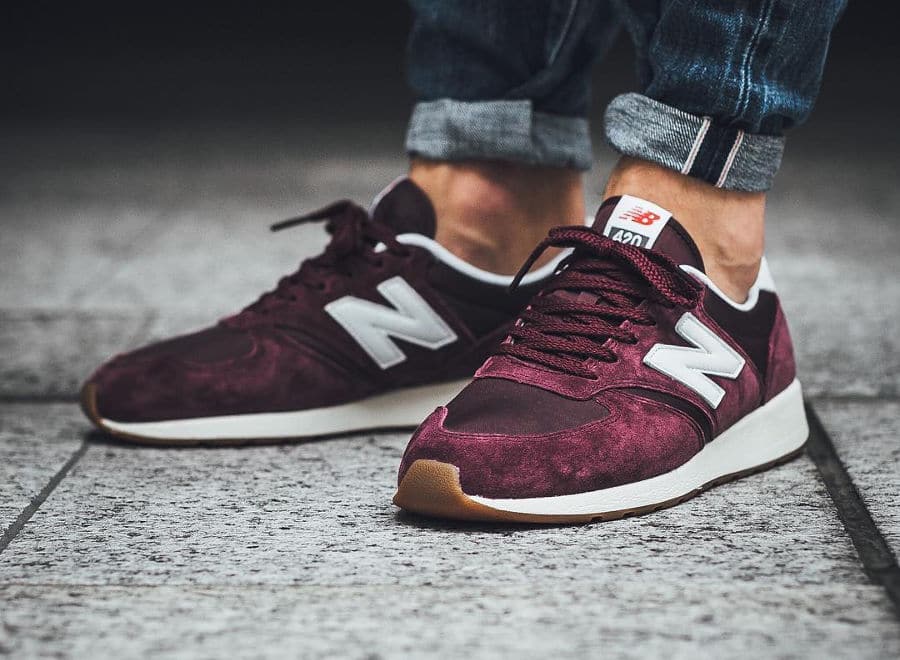 new balance 420 burgundy suede trainers