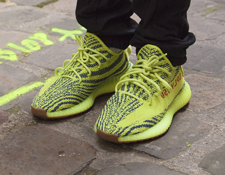 yeezy 350 yellow on feet