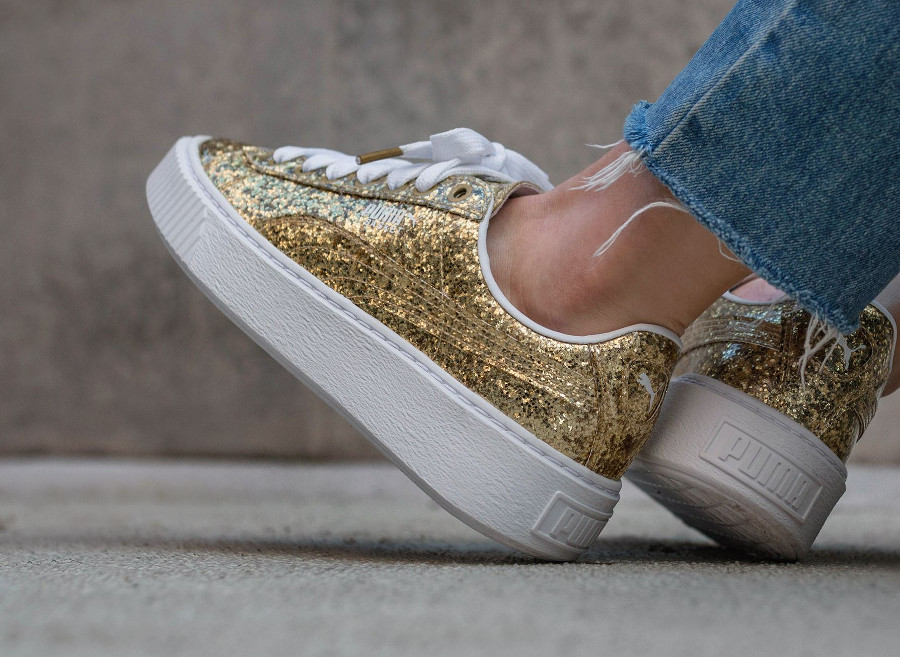 puma basket gold glitter