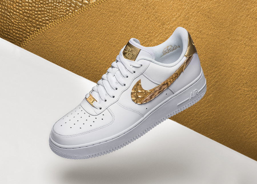 Chaussure Nike Air Force 1 Low CR7 Golden Patchwork Swoosh doré