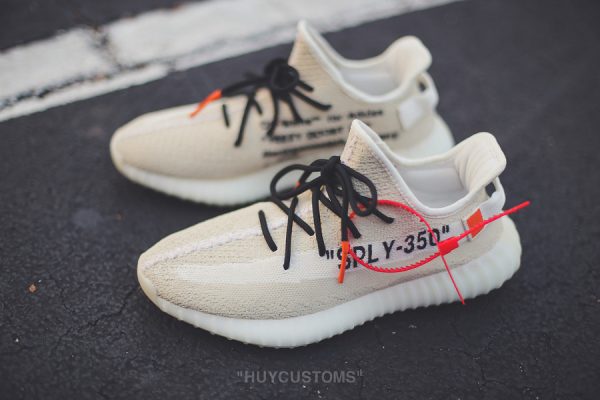 Off White x Adidas Yeezy 350 Boost V2 Beige personnalisée