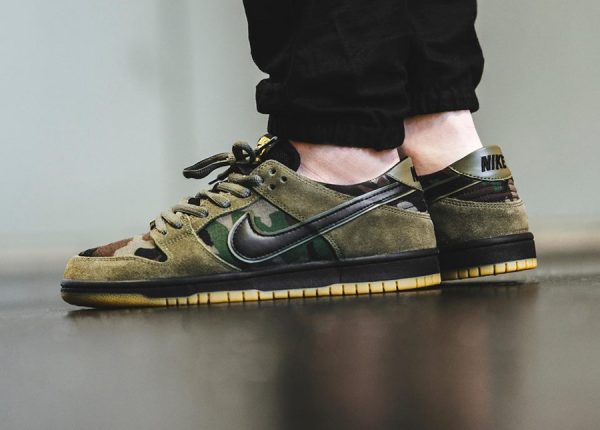 Chaussure Nike Dunk Low Pro SB Camo Medium Olive (vert militaire)