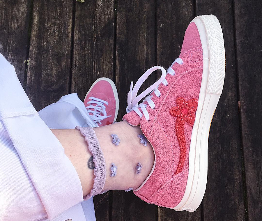 Converse One Star Golf Le Fleur Rose Geranium Pink on feet - @haarlz