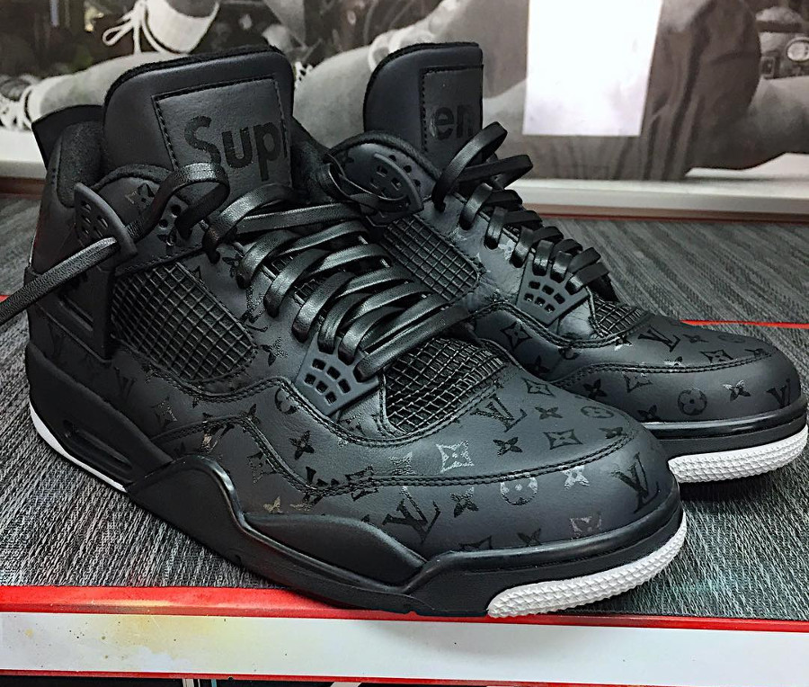 A quoi ressemble les Supreme x Louis Vuitton x Air Jordan 4 rouge et noire