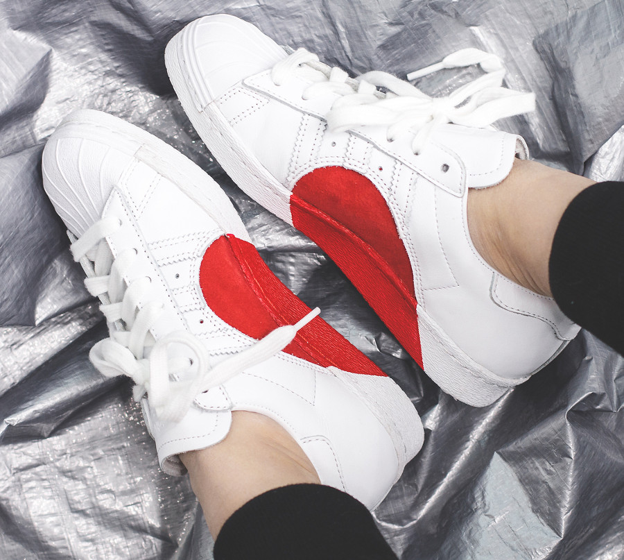 Adidas Superstar 80's Half Heart (coeur rouge) - chaussure rétro femme