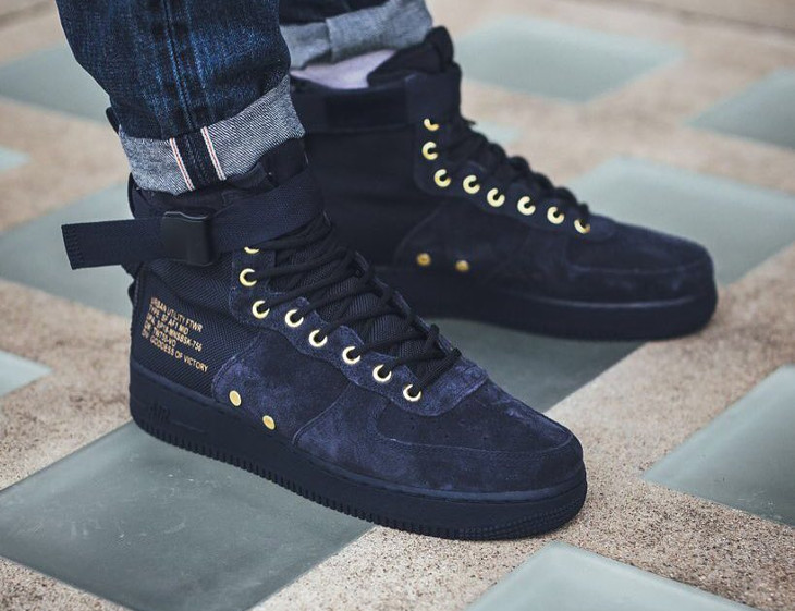Nike Air Force 1 SF AF1 Mid Militaire Obsidian Gold - chaussure mi montante homme (2)
