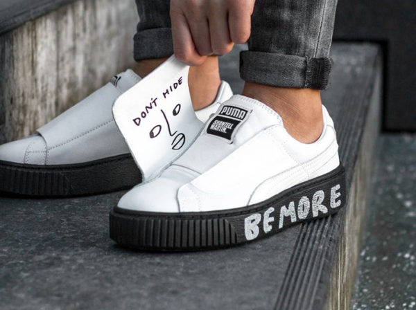 Shantell Martin x Puma Platform Strap Do Less Be More blanche et noir -chaussure pour femme