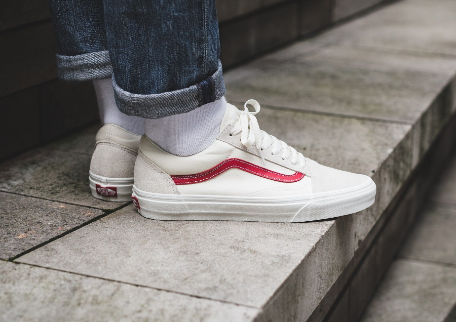 vans old skool white rococco red