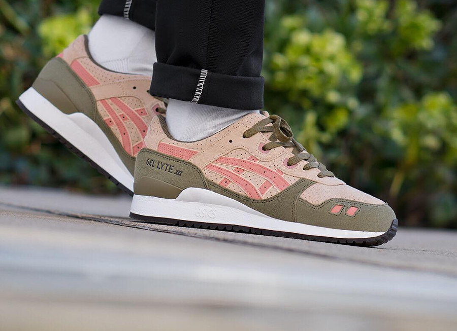 Chaussure Asics Gel Lyte 3 Suede Amberlight Cherry Blossom (vert beige orange)