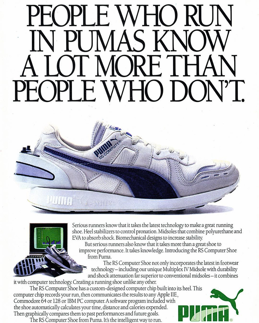 Publicité Puma RS Computer Shoe de 1986