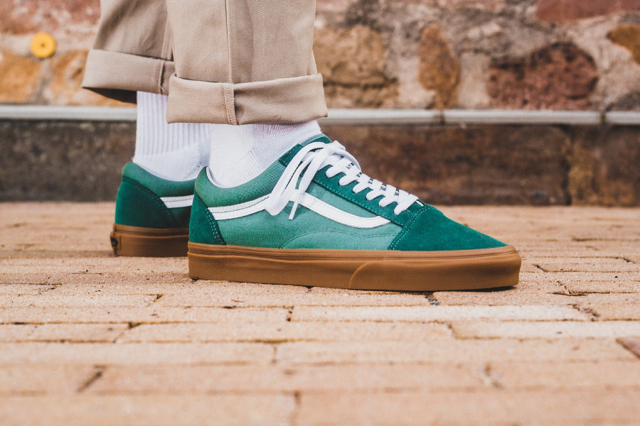 green vans on feet