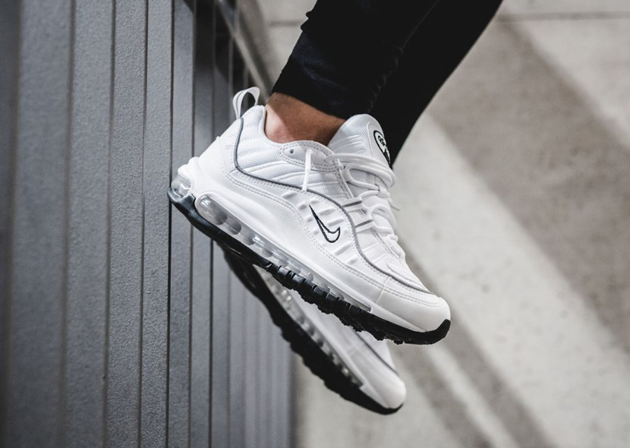 air max 98 triple white on feet