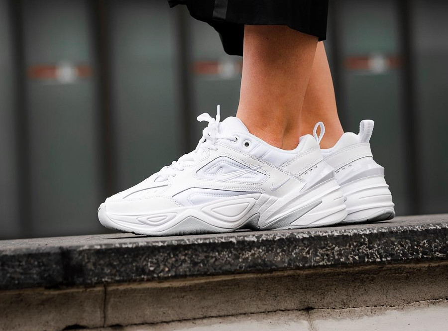 nike triple white m2k tekno trainers