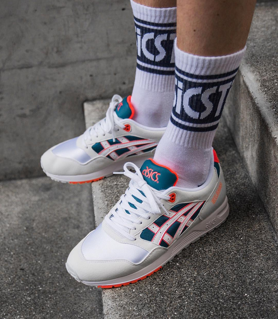 asics gel saga white flash coral