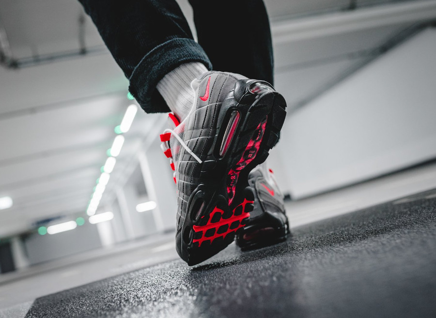 air max 95 og solar red on feet