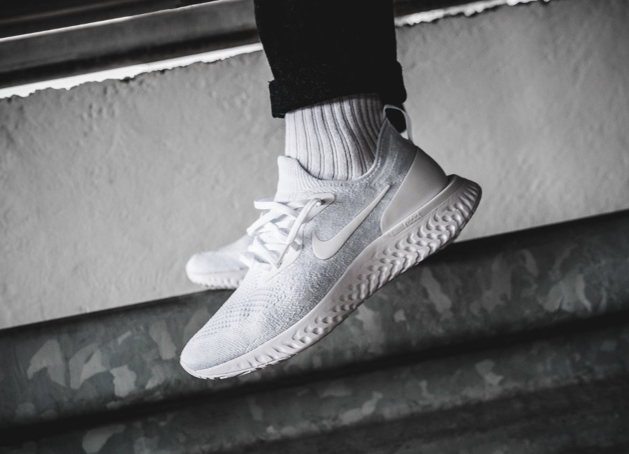 nike epic react white on feet