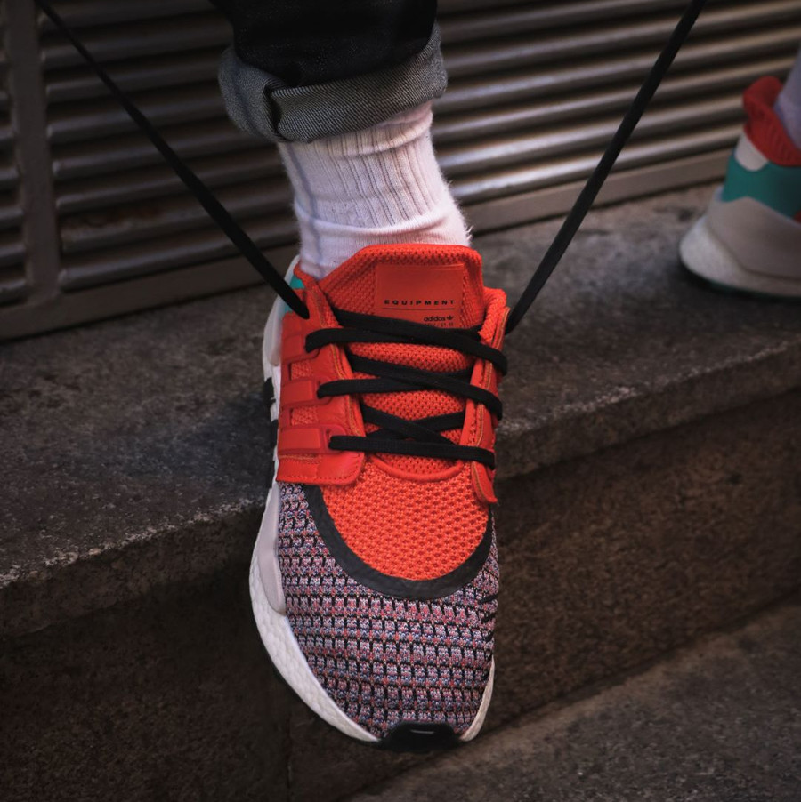 Adidas Equipment Support 91 2018 Bold Orange Multi Color on feet (5)