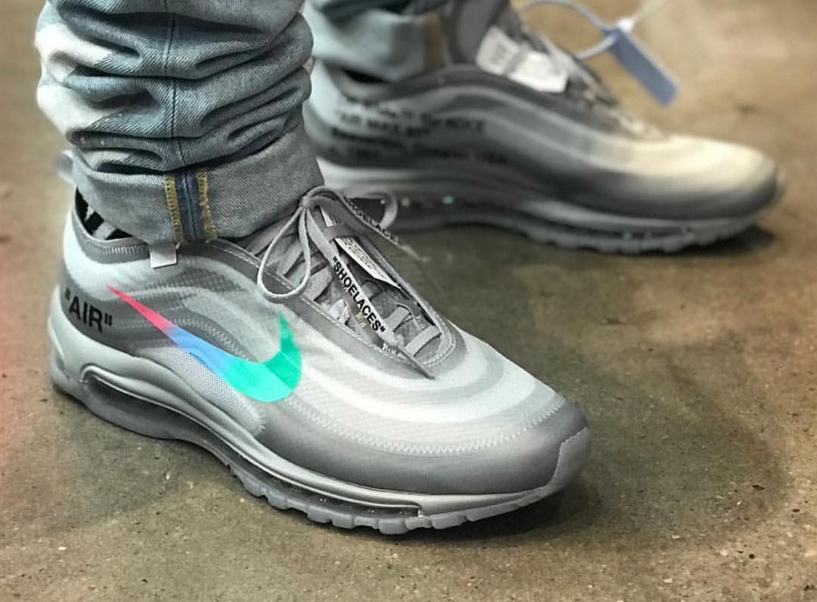 air max 97 white wolf grey on feet