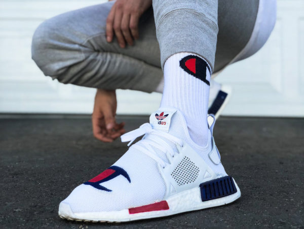 Champion x Adidas NMD XR1 on feet (couv)