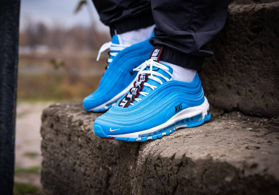 Nike Air Max 97 PRM Branded Blue Hero on feet