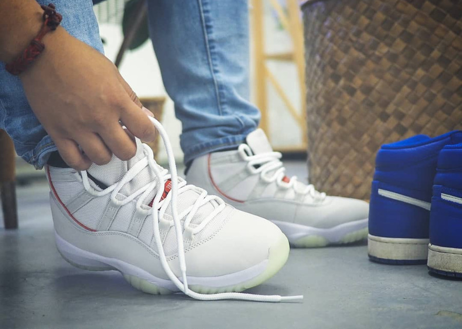 jordan retro 11 platinum tint on feet