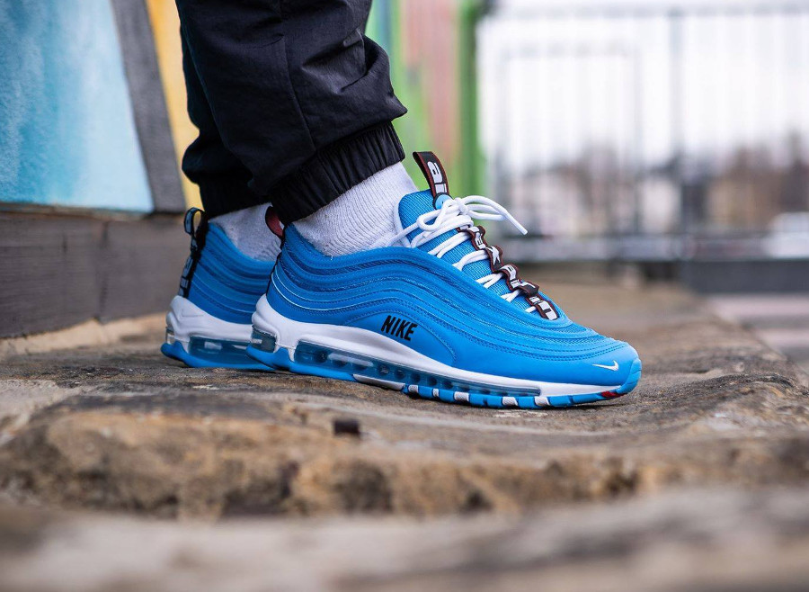 air max 97 blue hero on feet